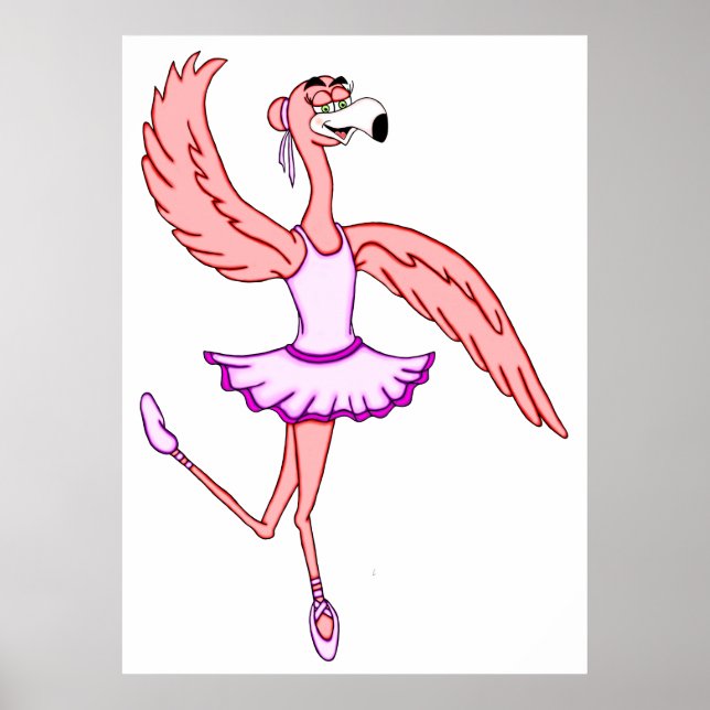 Poster Flamant rose Ballerina (Devant)