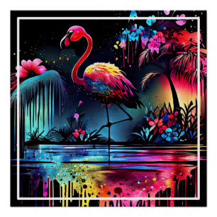 Poster Flamant rose dans un lac-63852