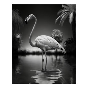 Poster Flamant rose dans une piscine