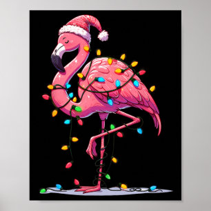 Poster Flamant rose de Noël Lover Père Noël Xmas Femmes H