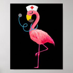 Poster Flamant rose d'infirmière - Amusant de Flamant ros
