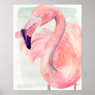 Poster Flamant rose en pastel