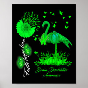 Poster Flamant rose Faith Hope Love Cerveau Handicap