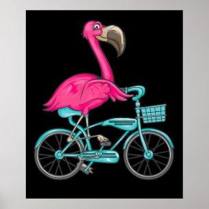 Poster Flamant rose   Flamant rose À Vélo Cool Vélos