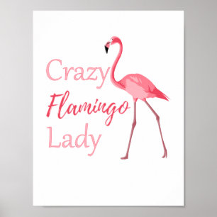 Poster Flamant rose folle Lady Funny Flamant rose