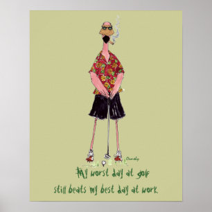 Poster Flamant rose Golfer