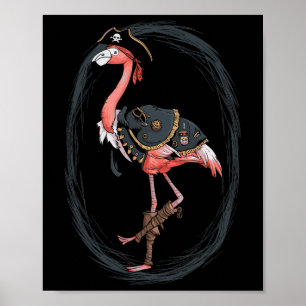 Poster Flamant rose Pirate drôle Idée de costume d'Hallow