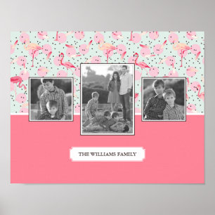 Poster Flamant rose Pois Photos De Famille Avec Texte