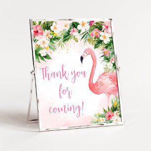 Poster Flamant rose rose Aloha Merci pour venir