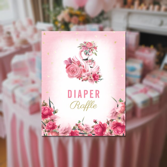 Poster Flamant rose rose Baby shower  de fraise Ballerina (Créateur téléchargé)