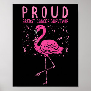 Poster Flamant rose survivant Pink Breast Cancer Sensibil