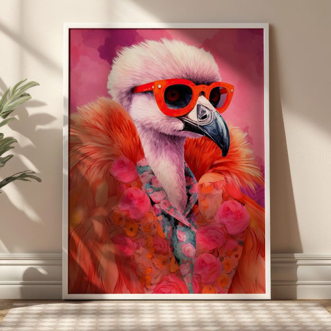 Poster Flamant rose tendance Funky Art Print (Créateur téléchargé)