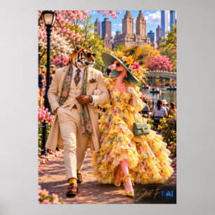 Poster Flamant & Tigre à New York – Printemps à Central P