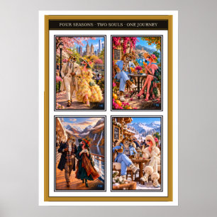 Poster Flamant & Tigre — Quatre Saisons, Un Voyage Poste