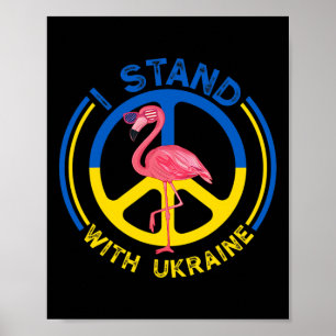 Poster Flamant Ukraine Je soutiens le drapeau de l'Ukrain