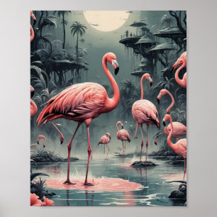 Poster Flamants roses