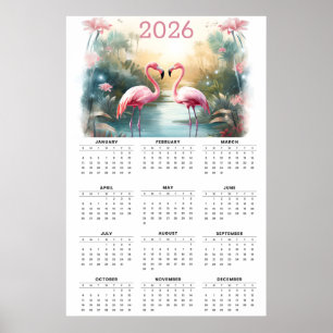 Poster Flamants roses au paradis : Calendrier mural 2026