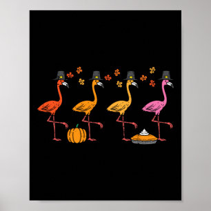 Poster Flamants roses d'action de grâce drôle Automne Aut