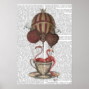 Poster Flamants roses dans la tasse de thé