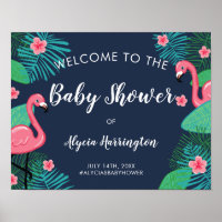 Flamants roses roses Baby shower tropical Bienvenu
