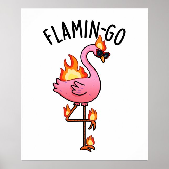 Poster Flamin-go Funny Flamant rose Pun (Devant)