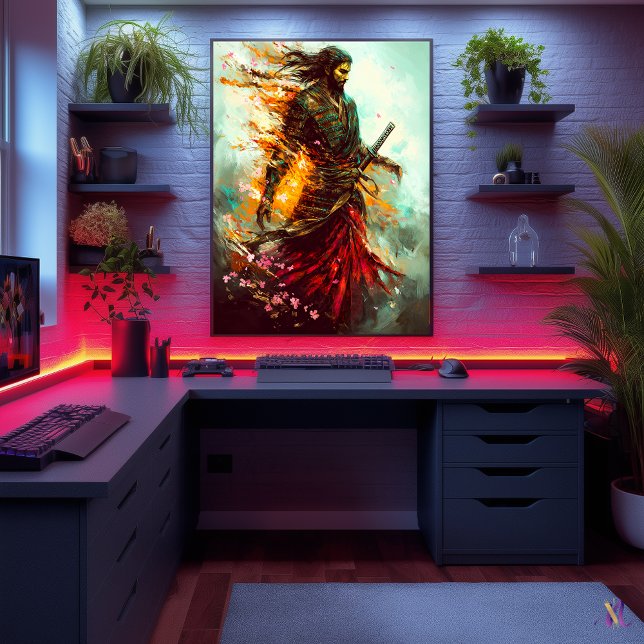 Poster Flaming Samurai – Le Guerrier Éternel (Créateur téléchargé)