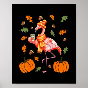 Poster Flamingo d'automne Latte aux épices de citrouille