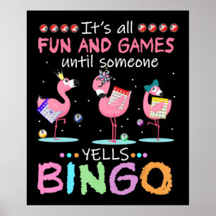 Poster Flamingo Flaming Bingo Funny