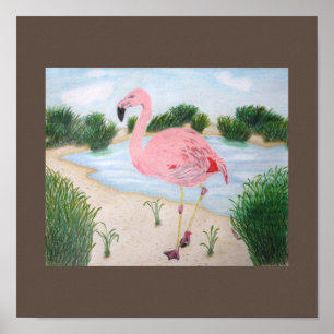 Poster Flamingo in the Marsh Canvas Print