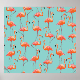 Poster Flamingo réaliste : motif vintage