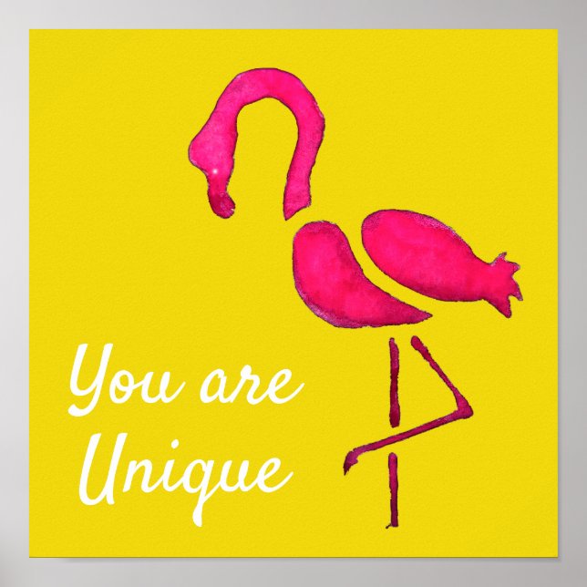 Poster Flamingo rose mignon oiseau unique (Devant)