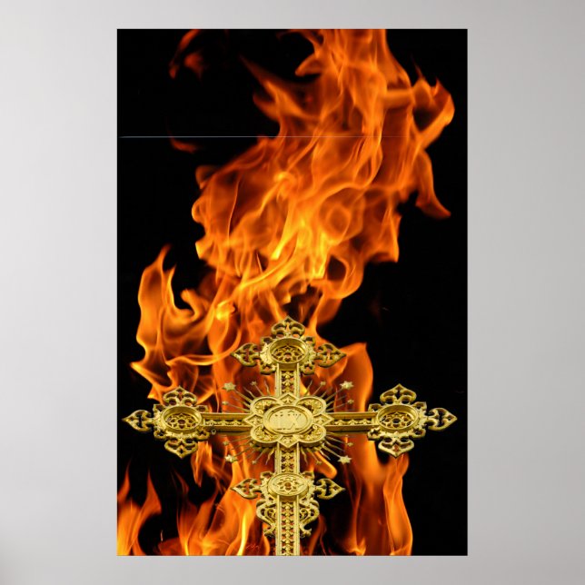 Poster Flamme, Croix (Devant)