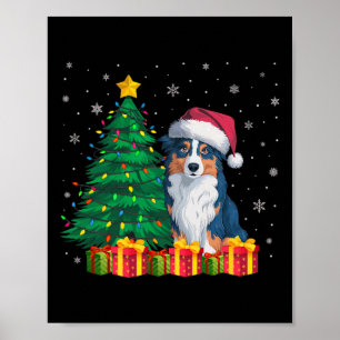 Poster Flamme de Noël du berger australien laid du Père N
