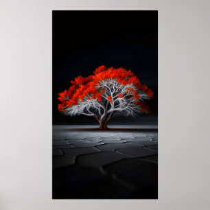 Poster Flamme de vie – Arbre rouge de résilience