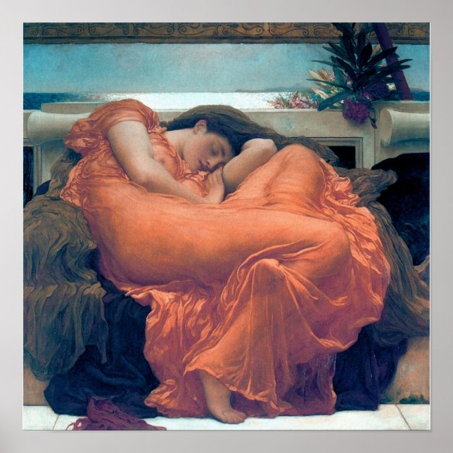 Poster Flamme Juin Femme robe orange (Devant)