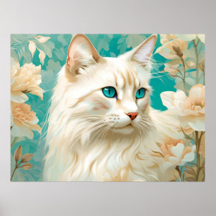 Poster Flamme Lynx Point Siamese Portrait Art