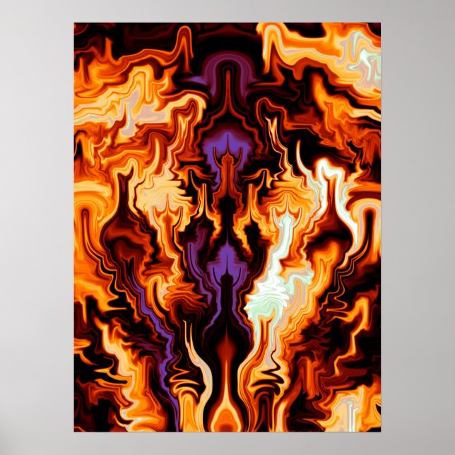 Poster Flammes colorées Fractal (Devant)