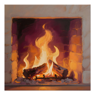 Poster Flammes de cheminée cosy
