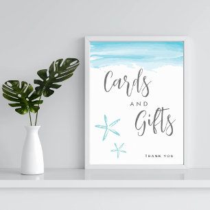 Poster Flammes de plage et étoile de mer enseigne Cadeaux