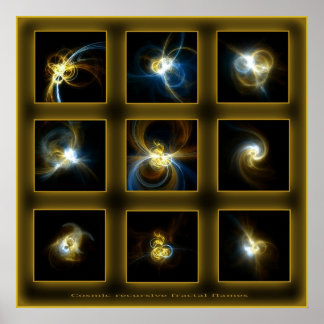 Poster Flammes Fractales Comp. -beige