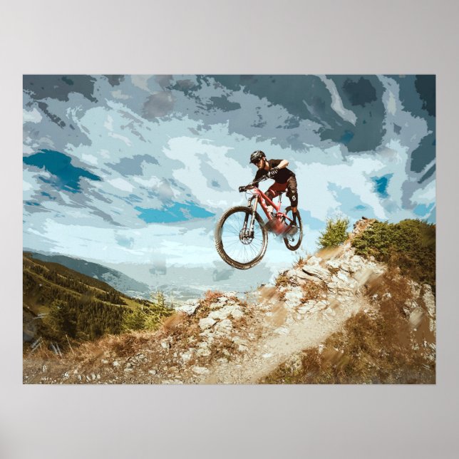 Poster Flâner en descente sur un VTT (Devant)