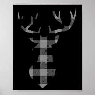 Poster Flannelle Plaid De Buffle Gris Et Noir Christmas D