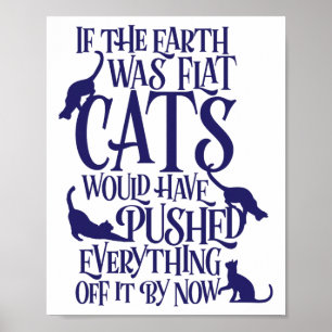 Poster Flat Earth Théorie de Chat Graphique Jour des terr