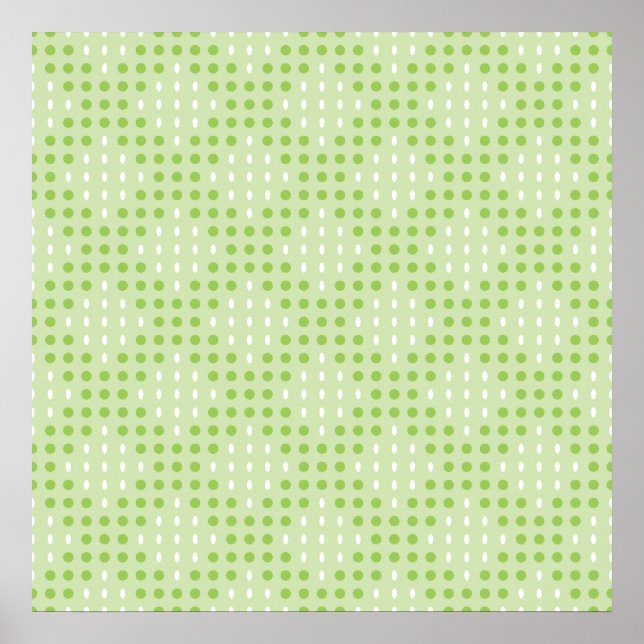 Poster Flat Green Dots and Ovals Pattern (Devant)