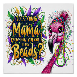 Poster Flaunty Flamant rose Mardi Gras