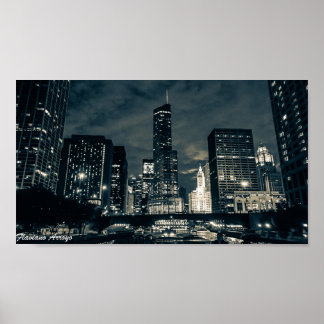 Poster Flaviano Arroyo - Chicago Par Nuit 1