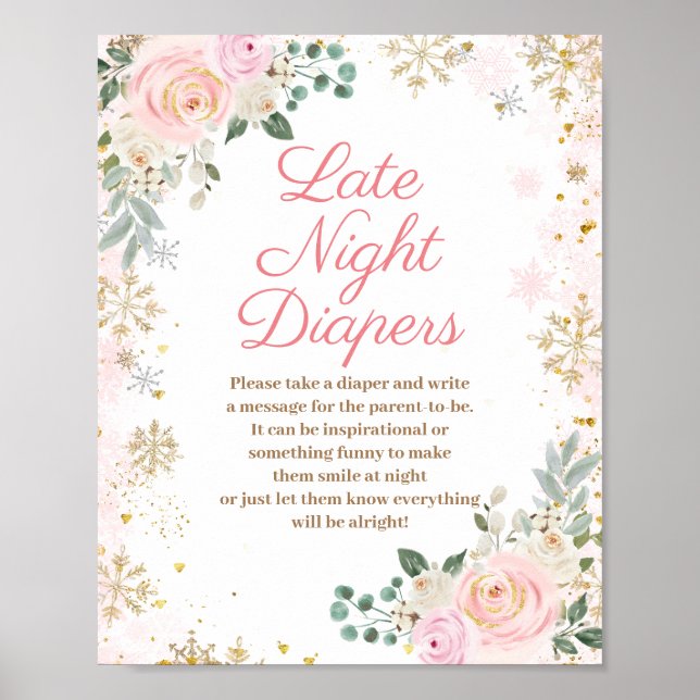 Poster Fléau de neige rose d'hiver Late Night Diapos (Devant)