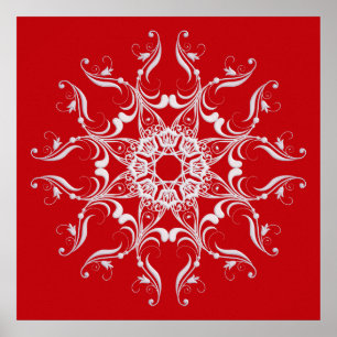 Poster Flèche de neige de style baroque rouge