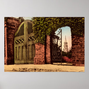 Poster Flèche de rue de Charleston la Caroline du Sud