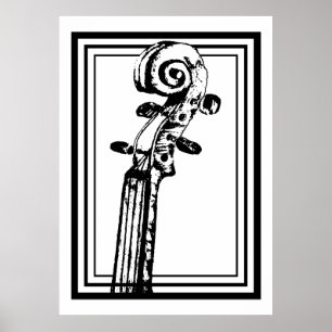 Poster Flèche violon noir et blanc avec traits noirs